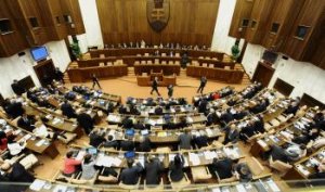 Smer rozdával v parlamente maďarské vlajky